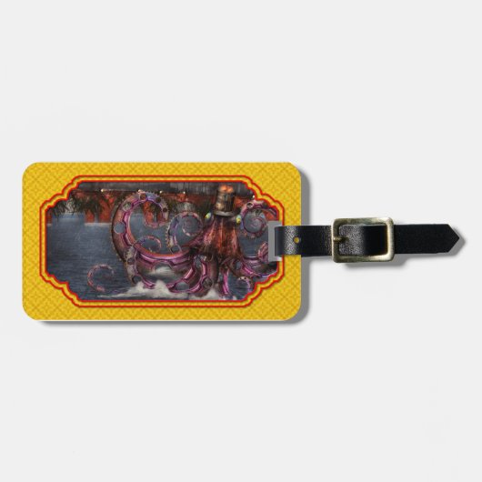 Steampunk - Enteroctopusのmagnificusのroboticus ラゲッジタグ (正面横)