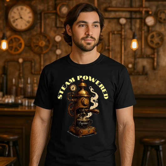 Steampunk Espresso Coffee Machine Template Tシャツ