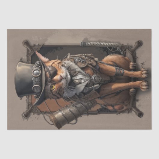 Steampunk Explorer Cat - decopage - 薄葉紙 (正面)