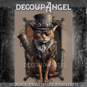 Steampunk Explorer Cat - decopage - 薄葉紙