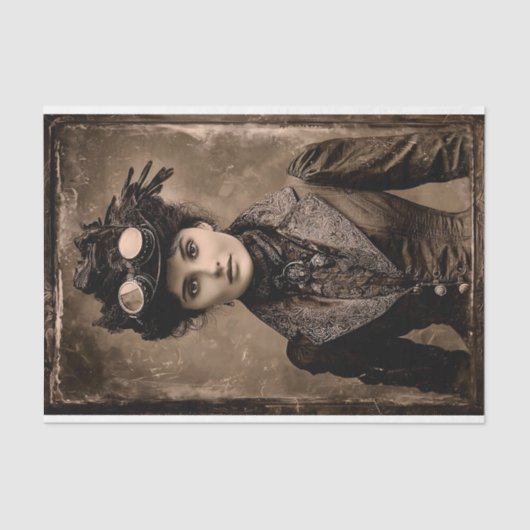 Steampunk Fantasy Woman Photo Styl DX4R Decoupage 薄葉紙 (正面)