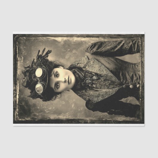 Steampunk Fantasy Woman Photo Styl DX4RF Decoupage 薄葉紙 (正面)