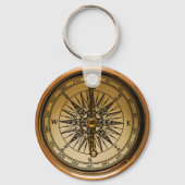 Steampunk Faux Compass Design Keychain キーホルダー (正面)