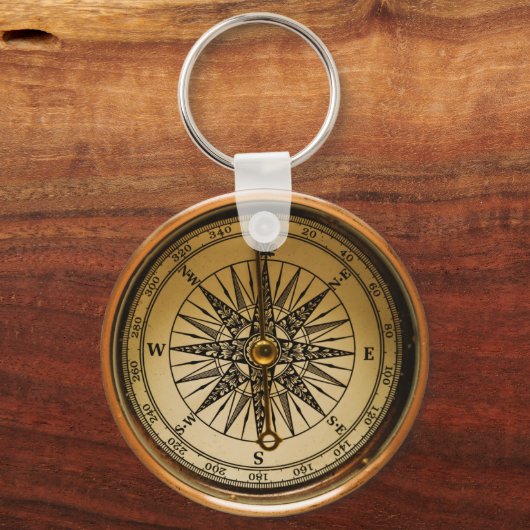 Steampunk Faux Compass Design Keychain キーホルダー (正面)