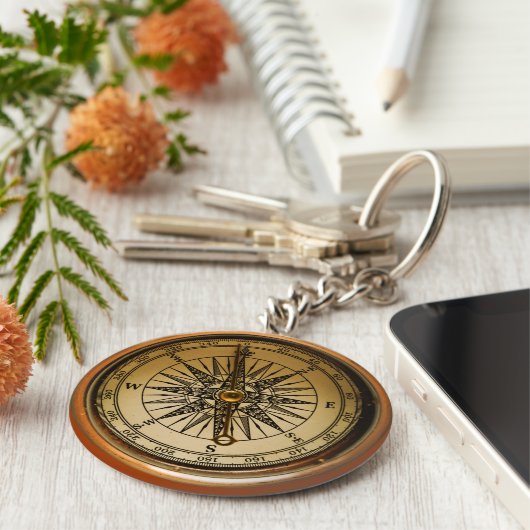 Steampunk Faux Compass Design Keychain キーホルダー (側面)