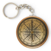Steampunk Faux Compass Design Keychain