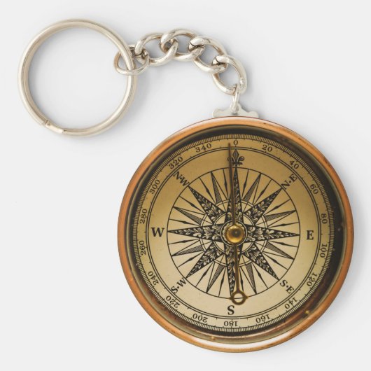 Steampunk Faux Compass Design Keychain キーホルダー (正面)