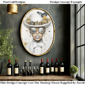 Steampunk Female In White & Butterfly Q3 Decopage 薄葉紙