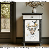 Steampunk Female In White & Butterfly Q3 Decopage 薄葉紙