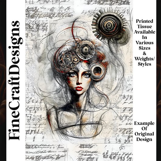 Steampunk Female N4デカップスケッチスケッチ 薄葉紙