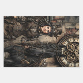 Steampunk féminine découpage paper ラッピングペーパーシート (正面)