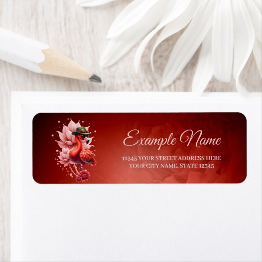 Steampunk Flamingo – Fantasy Digital Artwork ラベル (インサイチュ)