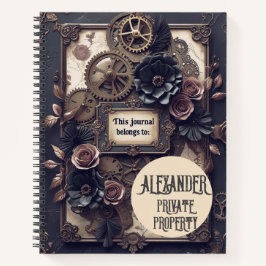 Steampunk Floral Gears Writing Journal ノートブック