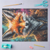Steampunk Fox Portrait Decoupage 薄葉紙 (クラフト)
