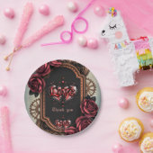 Steampunk Frame with Red Roses and Gears  ペーパープレート (パーティー)