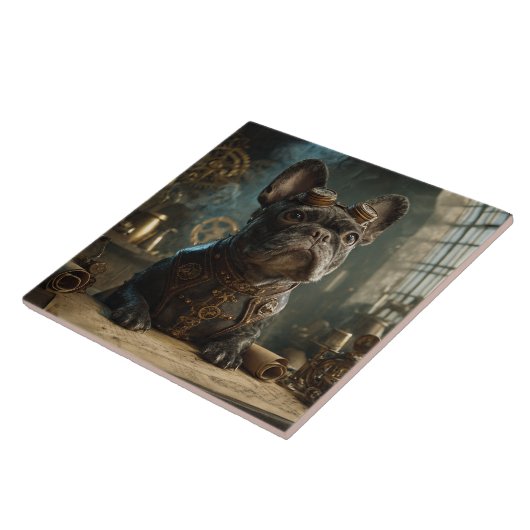 Steampunk Frenchie (Edition 1) - Ceramic Tile タイル (側面)