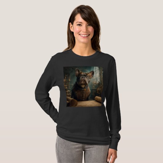 Steampunk Frenchie (Edition 2) - Basic Long Sleeve Tシャツ (正面フル)