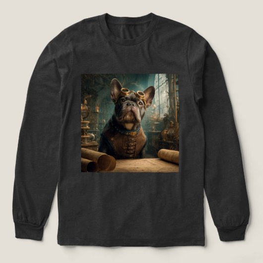 Steampunk Frenchie (Edition 2) - Long Sleeve トライブレンドＴシャツ (デザイン正面)