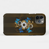 Steampunk Gears and Blue Butterflies Case-Mate iPhoneケース (裏面(横))