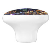 Steampunk Gears and Flowers in Purple and Gold セラミックノブ (側面)