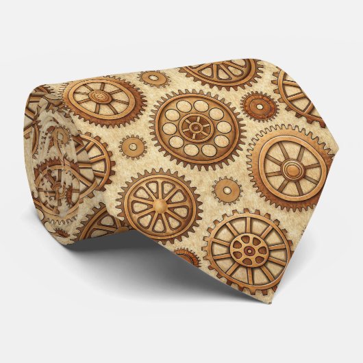 Steampunk Gears Custom Necktie Tie ネクタイ (ロール)