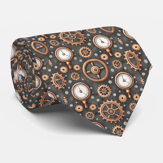 Steampunk Gears Custom Necktie Tie ネクタイ (ロール)