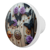 Steampunk Gears, Flowers and Butterflies セラミックノブ (右)