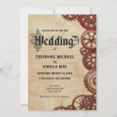 Steampunk Gears Personalized Wedding Invitation 招待状 (正面)