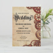 Steampunk Gears Personalized Wedding Invitation 招待状 (スタンド正面)
