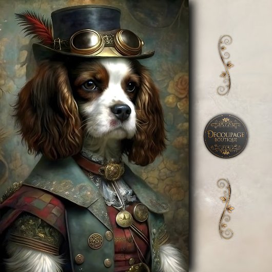 Steampunk Gentleman Dog Whimsical Vintage 薄葉紙