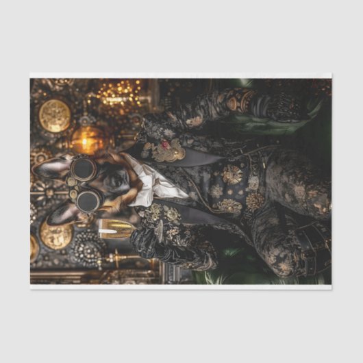 Steampunk German Shepherd, Alsatian BT4 Decopage 薄葉紙 (正面)