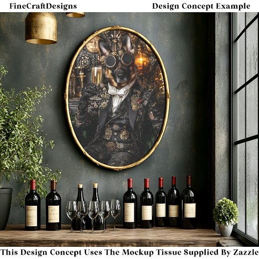 Steampunk German Shepherd, Alsatian BT4 Decopage 薄葉紙