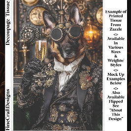 Steampunk German Shepherd, Alsatian BT5 Decopage 薄葉紙