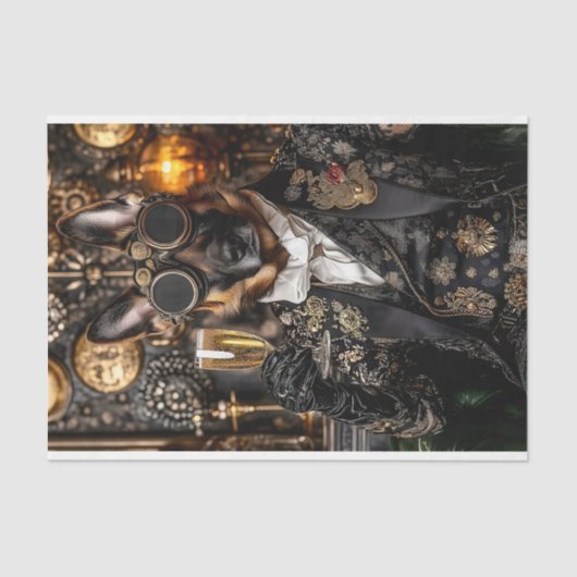 Steampunk German Shepherd, Alsatian BT5 Decopage 薄葉紙 (正面)