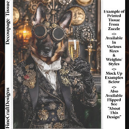 Steampunk German Shepherd, Alsatian BT5R Decoupage 薄葉紙