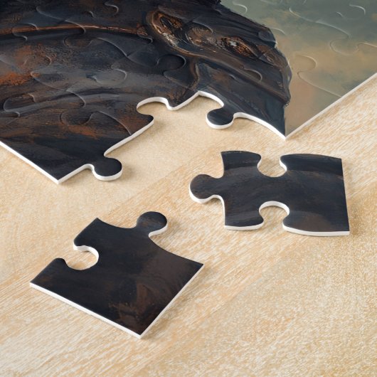 Steampunk German Shepherd Dog in Top Hat ジグソーパズル (側面)