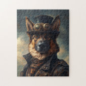 Steampunk German Shepherd Dog in Top Hat ジグソーパズル (縦)