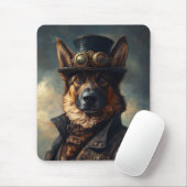Steampunk German Shepherd Dog in Top Hat マウスパッド (マウス)
