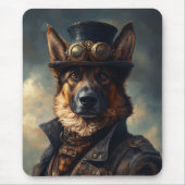 Steampunk German Shepherd Dog in Top Hat マウスパッド (正面)