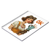 Steampunk Girl Confident OK Gesture ノートブック (左側)