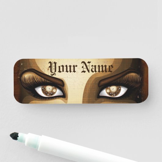 Steampunk Girl Eyesボタン 名札 (インサイチュ)