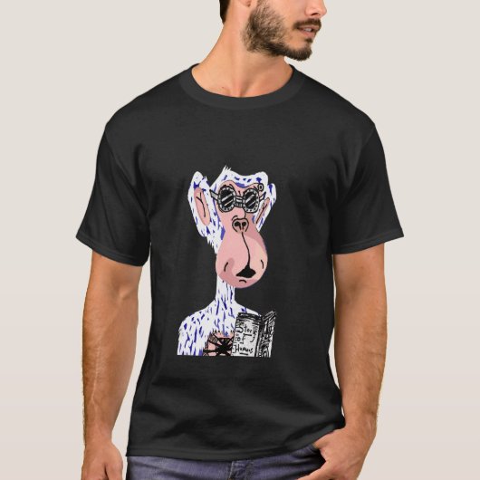 Steampunk GlaユニークのNftスケッチーApeエンジニア Tシャツ (正面)