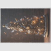 Steampunk Gold Christmas tree with metal gears 薄葉紙 (正面)