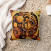 Steampunk Golden Mechanism Abstract クッション (ブランケット)