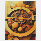 Steampunk Golden Mechanism Abstract フリースブランケット (正面)