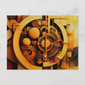 Steampunk Golden Mechanism Abstract ポストカード (正面)