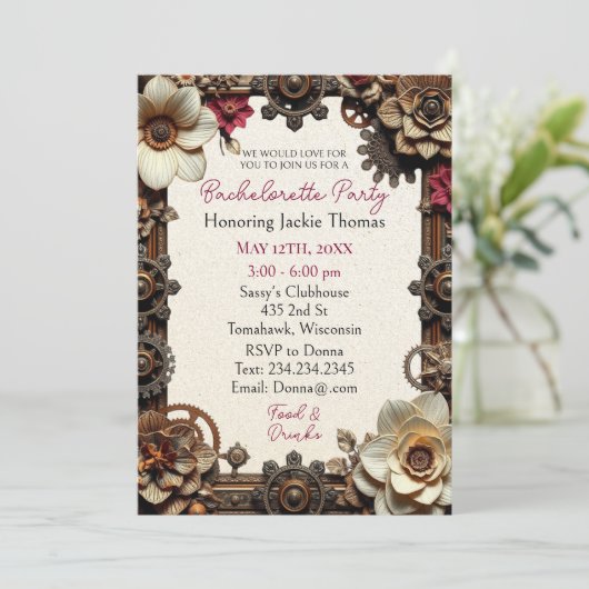 Steampunk Gothicをテーマにしたバチェロレッテ 招待状 (スタンド正面)