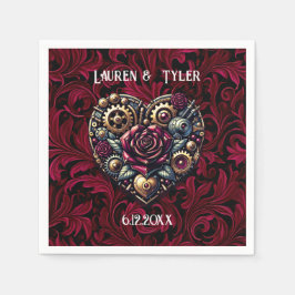 Steampunk Gothicテーマ結婚のパーソナライズされた スタンダードカクテルナプキン