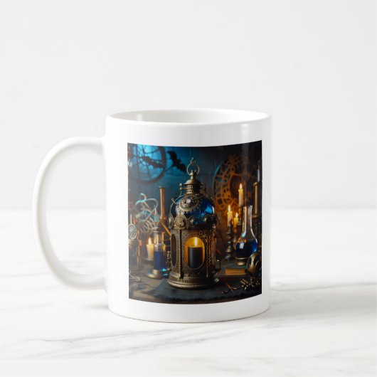 Steampunk Gothic ビクトリアン Scientists Lab Lantern コーヒーマグカップ (左)