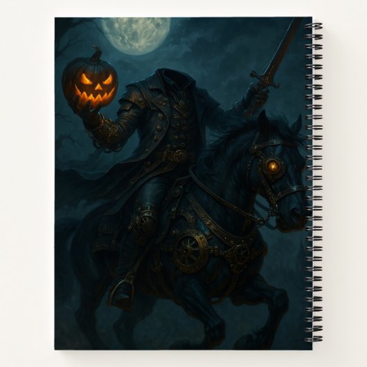 Steampunk Gothic Horror Headless Horseman ノートブック (裏面)